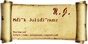 Mák Juliánusz névjegykártya